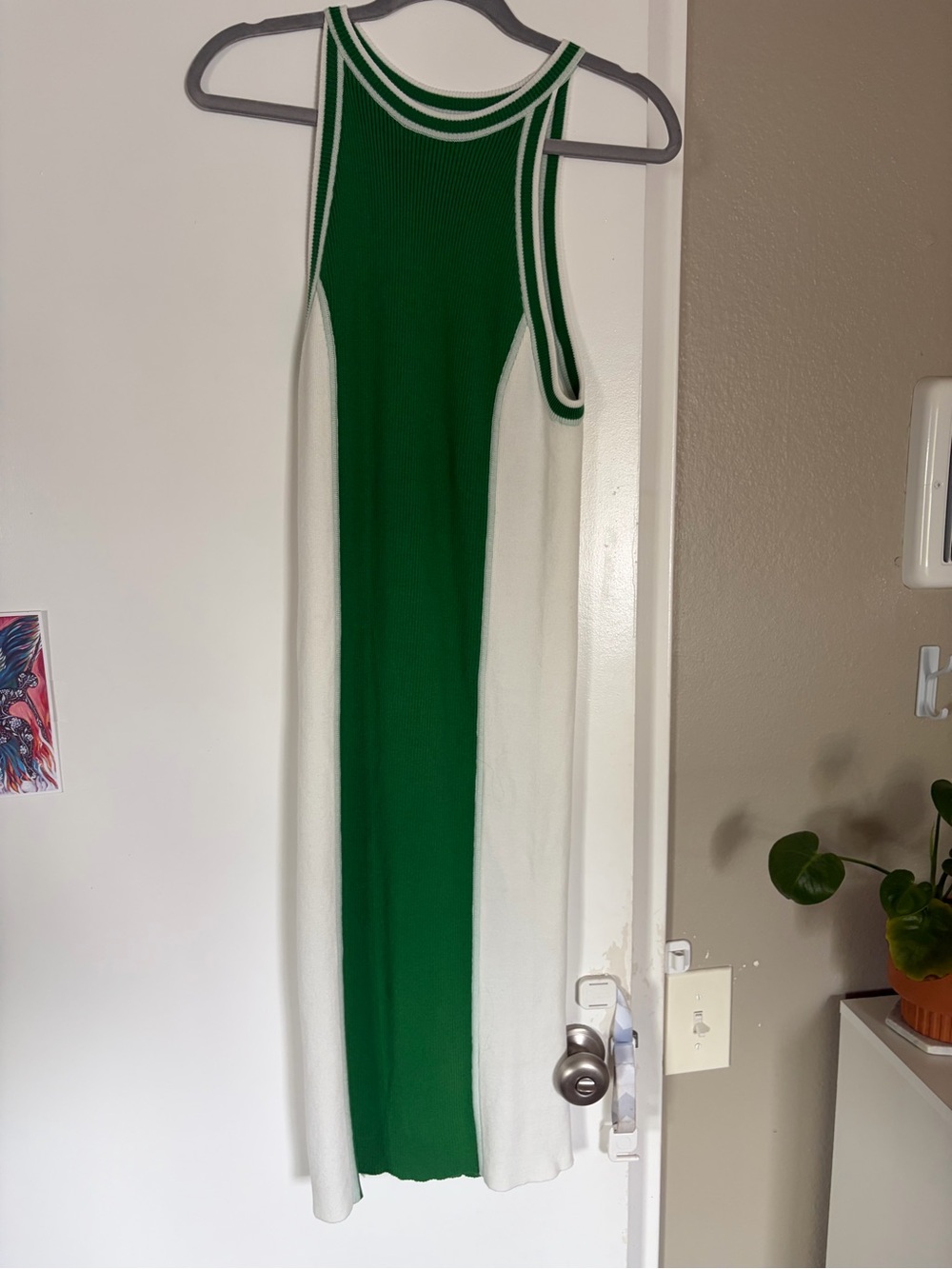 NWT! Anthropologie Daily Practice Green and White Colorblock Midi Dress
